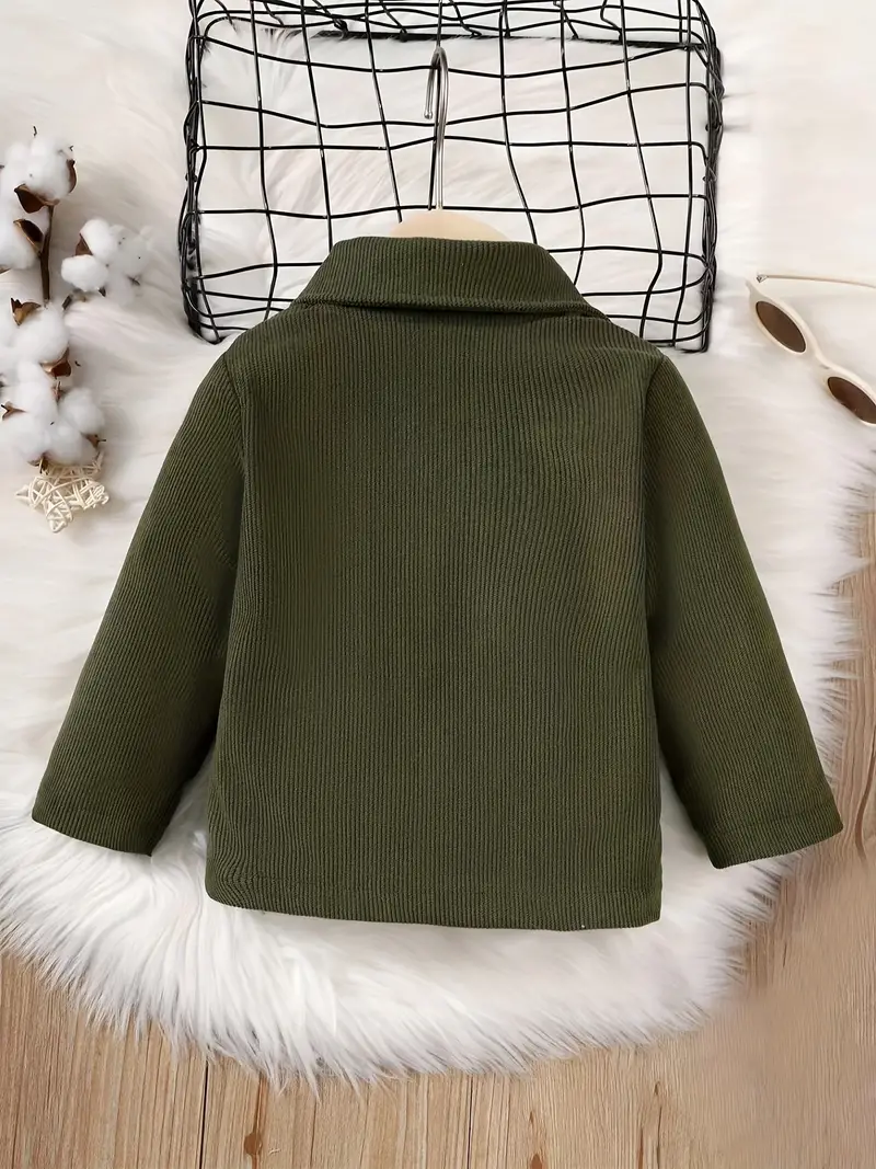 toddler baby boys plush autumn and winter outwear coat zip up stand collar jacket details 0