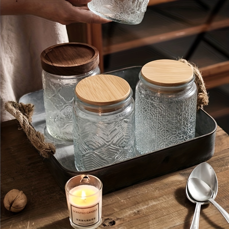 Round Glass Cookie Jars with Lids - Set of 2 Glass Storage
