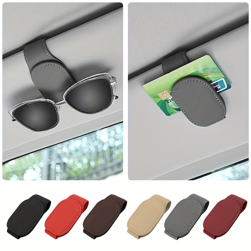 Magnetic Sunglasses Holder Car Sun Visor Convenient Leather - Temu
