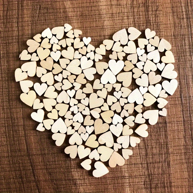 

200pcs Sizes Blank Heart-shaped Wooden Pieces For Diy Crafts, Wedding Decor & Holiday Ornaments - Wood Accents