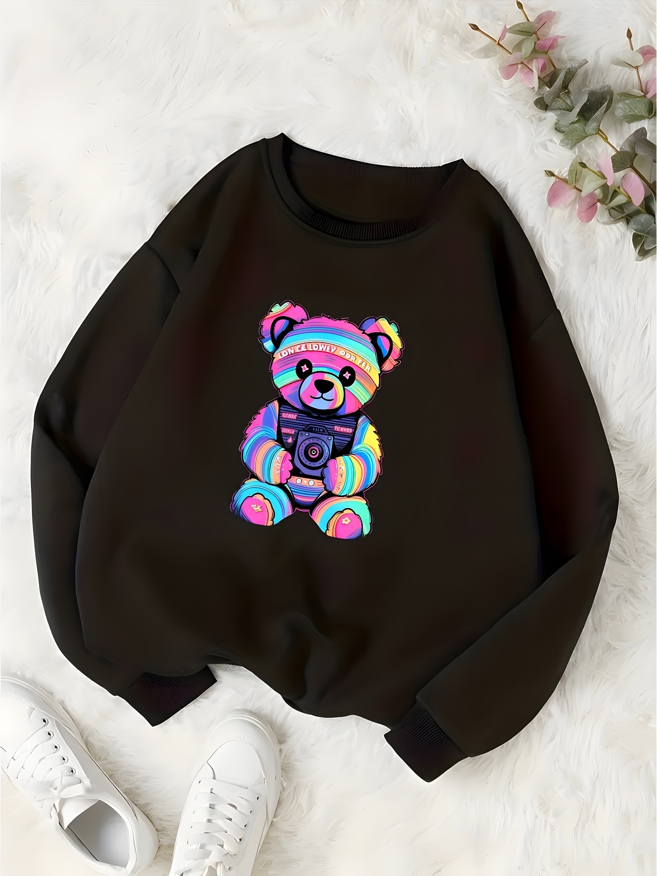 Chicago Bear Print Sweatshirt, Casual Long Sleeve Crew Neck Sweatshirt,  Women's Clothing - Temu