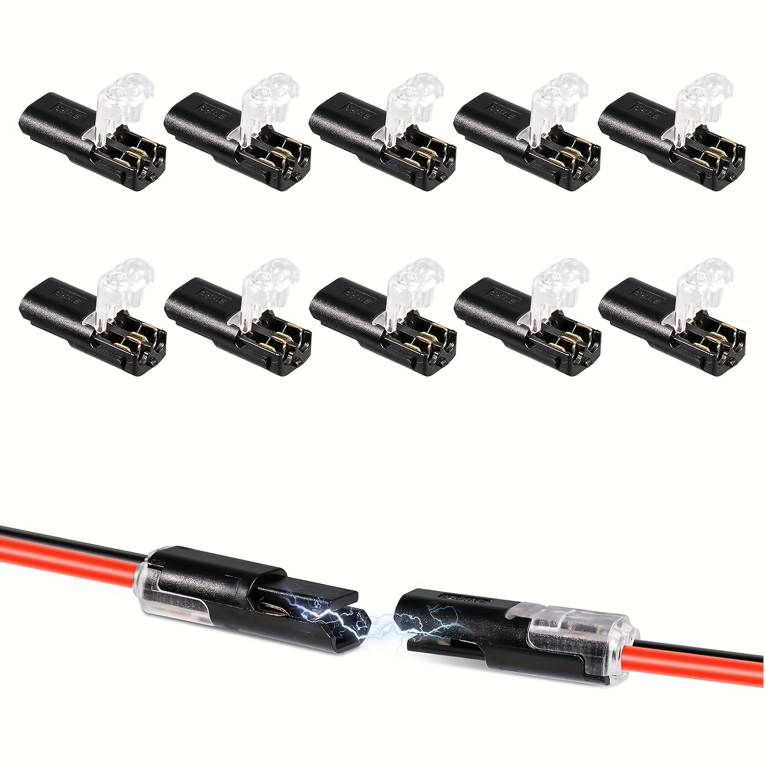 20pcs Connecteur enfichable à double fil, connecteurs de fil LED  enfichables à 2 broches et 2 voies, avec connecteurs de fil rapide à boucle  de verrouillage
