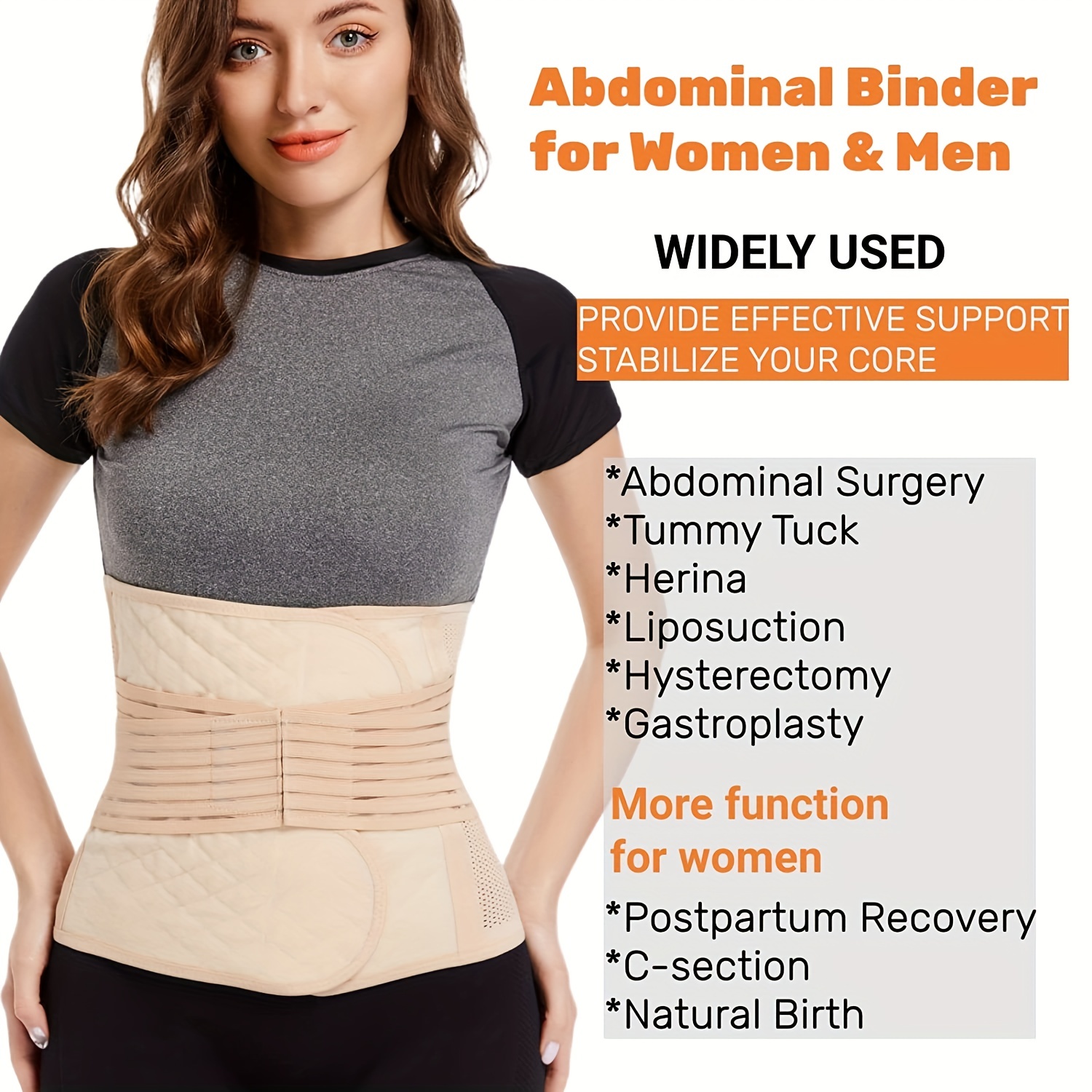 Plus Size Hernia Belt for Men & Women | Post Surgery Abdominal Binder |  Hysterectomy, Umbilical Hernia | Belly Binder & Tummy Tuck | Fajas Para