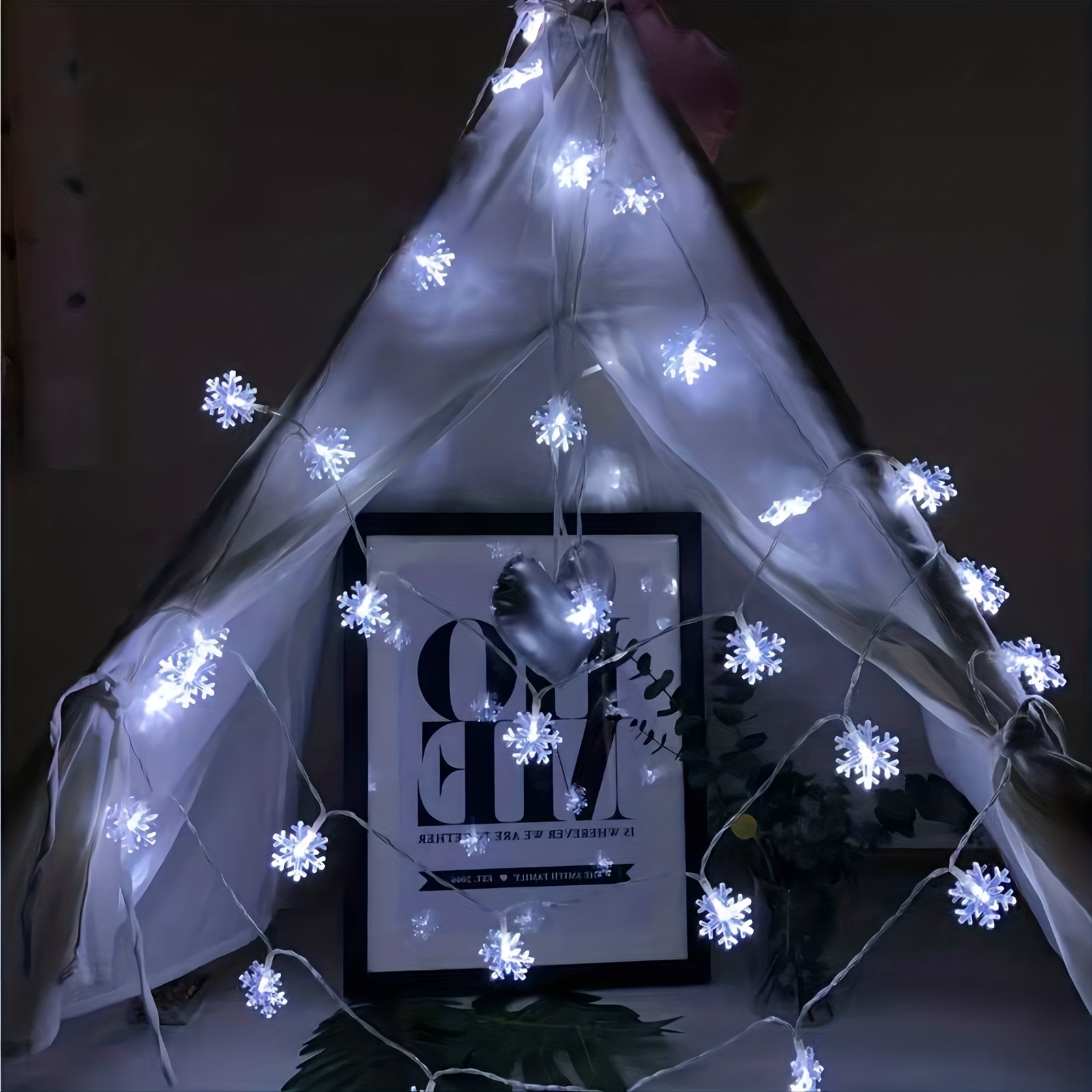 Christmas Snowflake String Lights 20Ft 40 LED Battery Operated