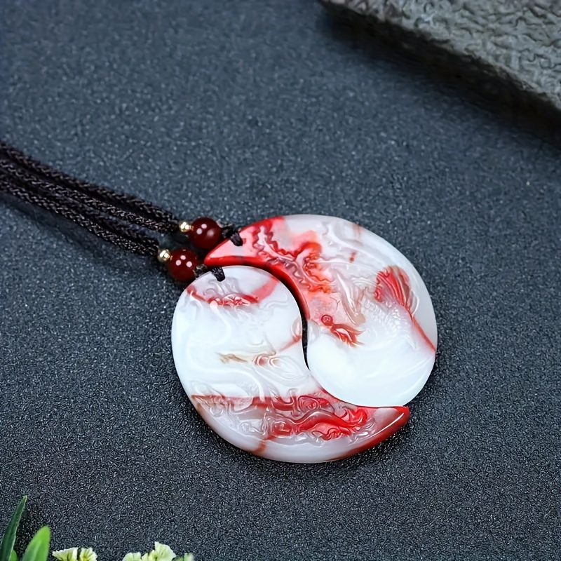 TEMU Modischer roter Drachen-Phönix-Anhänger Unisex-Halskette Elegantes Valentinstagsgeschenk für Familie und Freunde