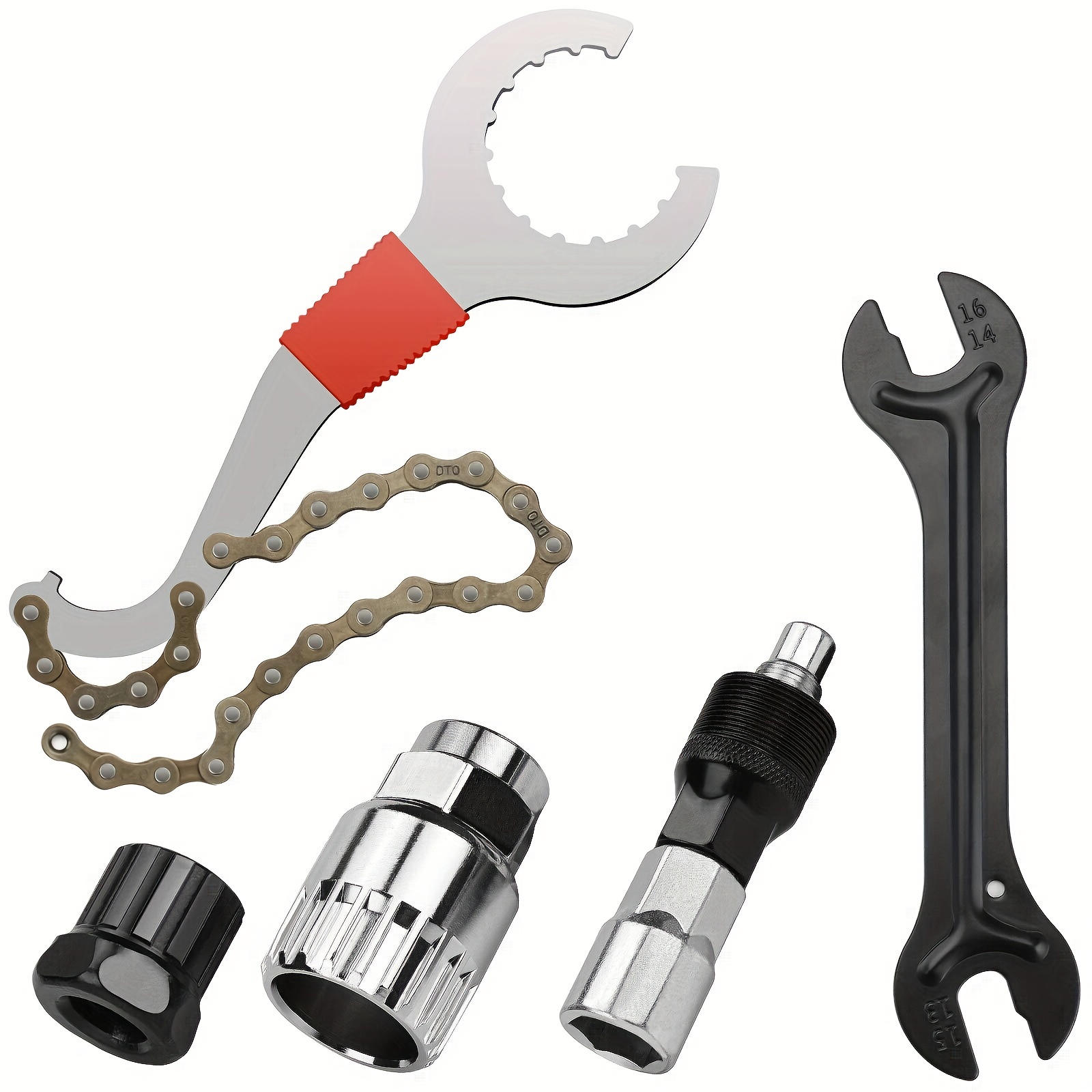 Kit d'outils de réparation de vélo en acier portable avec extracteur de  manivelle de vélo, outil de démontage de volant d'inertie de vélo,  coupe-chaîne, clé à crochet pour vélo [-] (argent) 