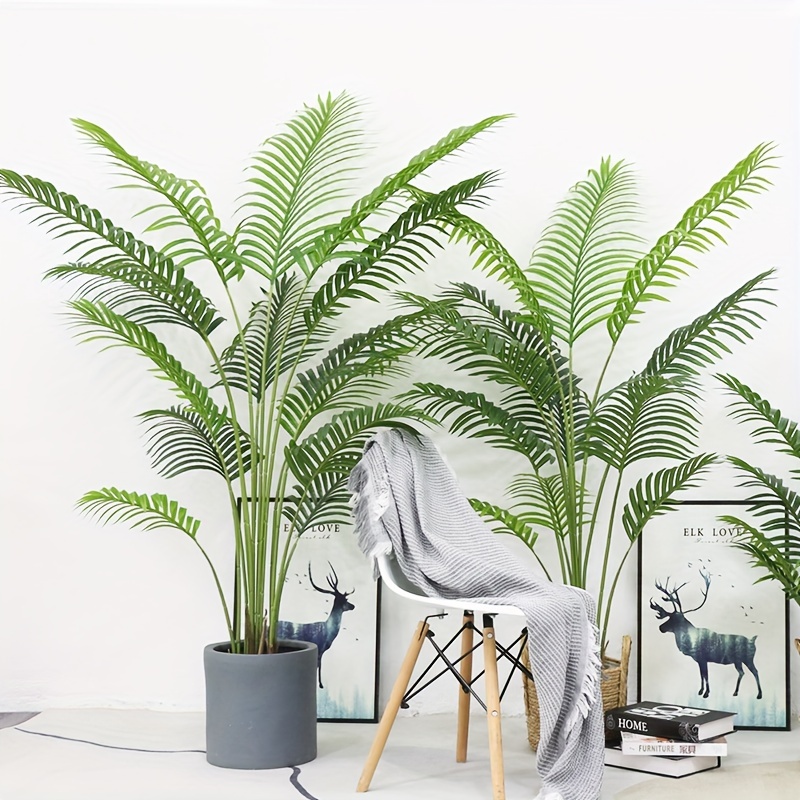 MOSADE Palmera artificial de areca de 5 pies, planta de palma tropical  falsa y canasta de hierba marina hecha a mano, plantas altas perfectas para