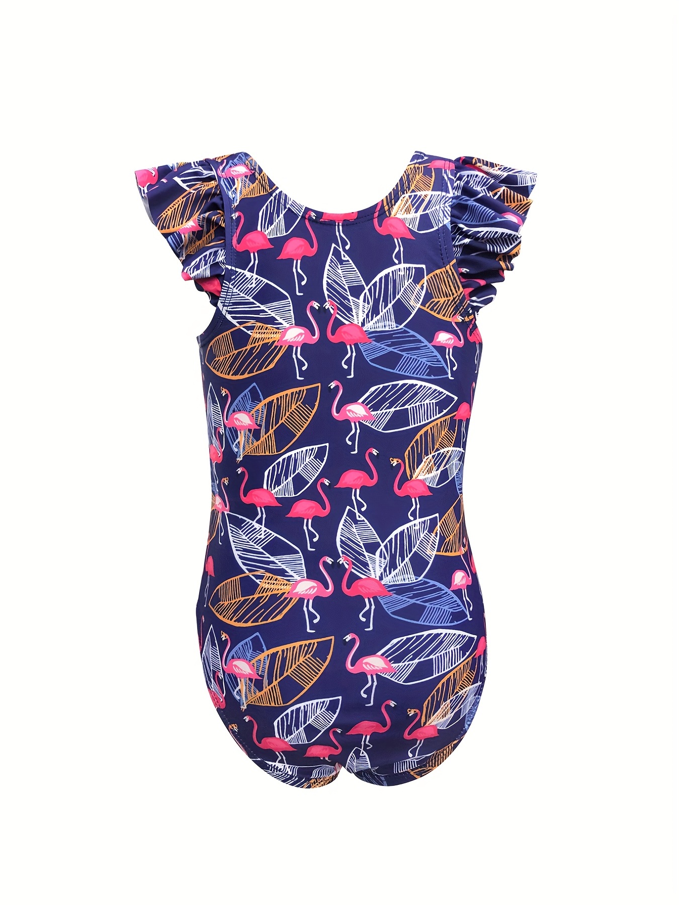 Toddler Girls Cute Flamingo Graphic Cut Ruffle Trim One - Temu Canada