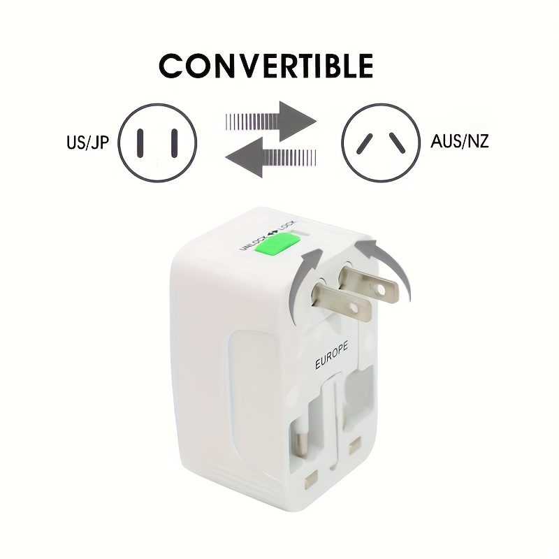 Portable Worldwide Universal Power Adapter Converter All in One International Out of Country Travel Wall Charger Plug for Wall Plug Input in USA EU