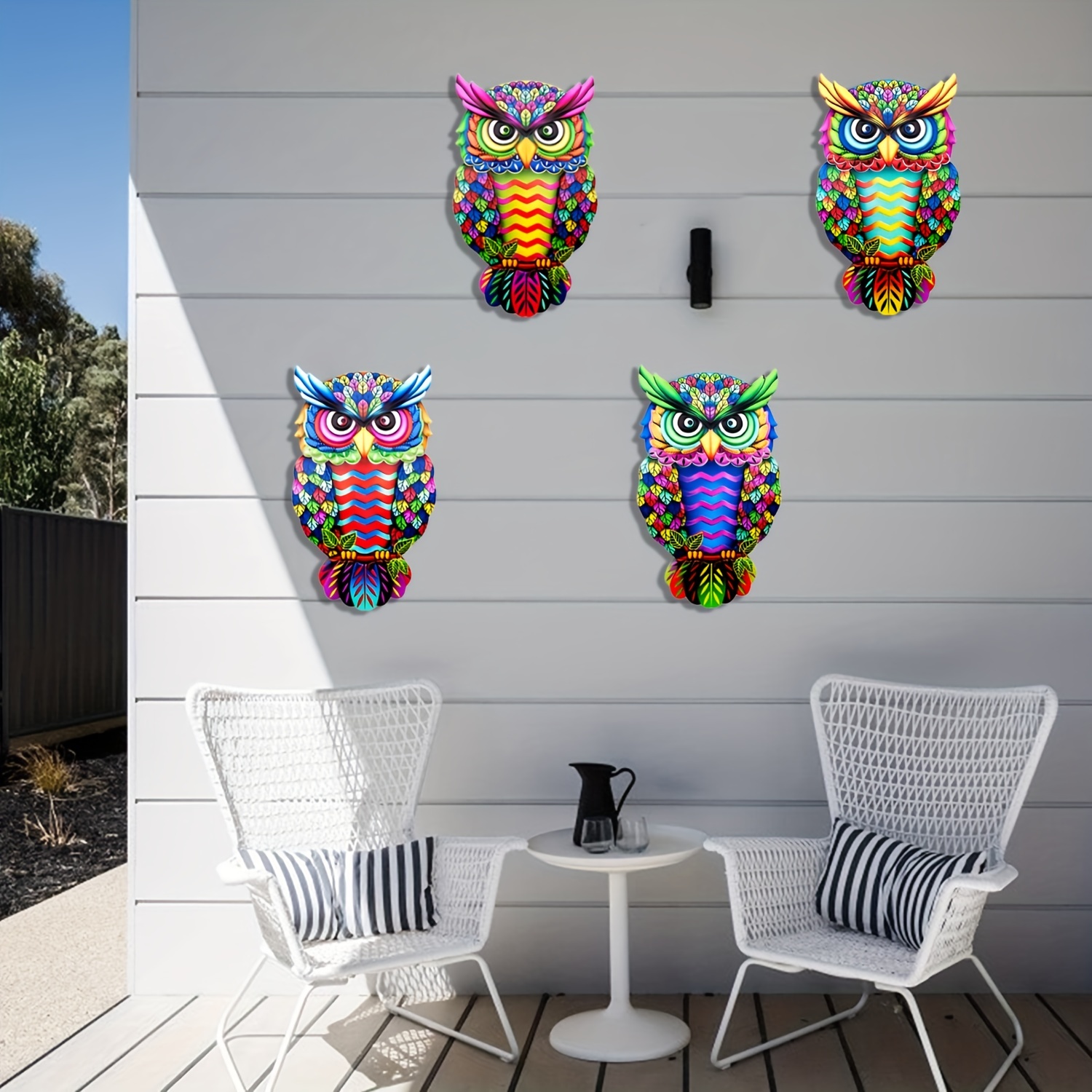 Metal 3d Owl Wall Decor Outdoor Wall Art Patio Fence - Temu