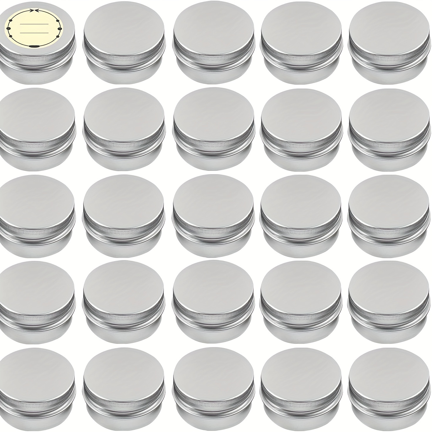 

24pack Aluminum Tin Cans With Screw Lid And Labels, 0.5/1/2 Oz Refillable Travel Sized Cosmetic Containers Small Tins For Salves, Lotion Bars, Beard Balms, Candles