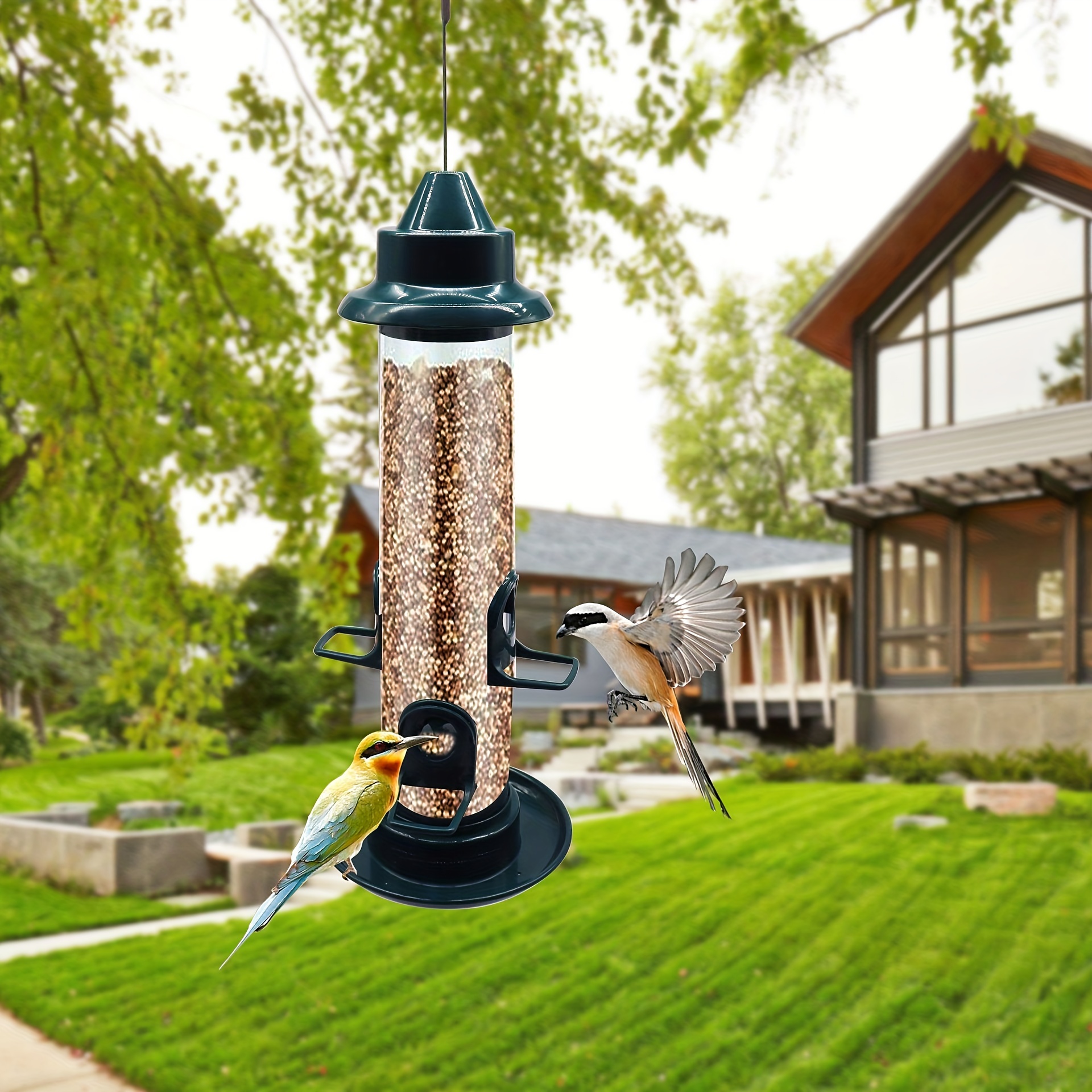 Waterproof Hanging Transparent Bird Feeder for Outdoor Garden Yard