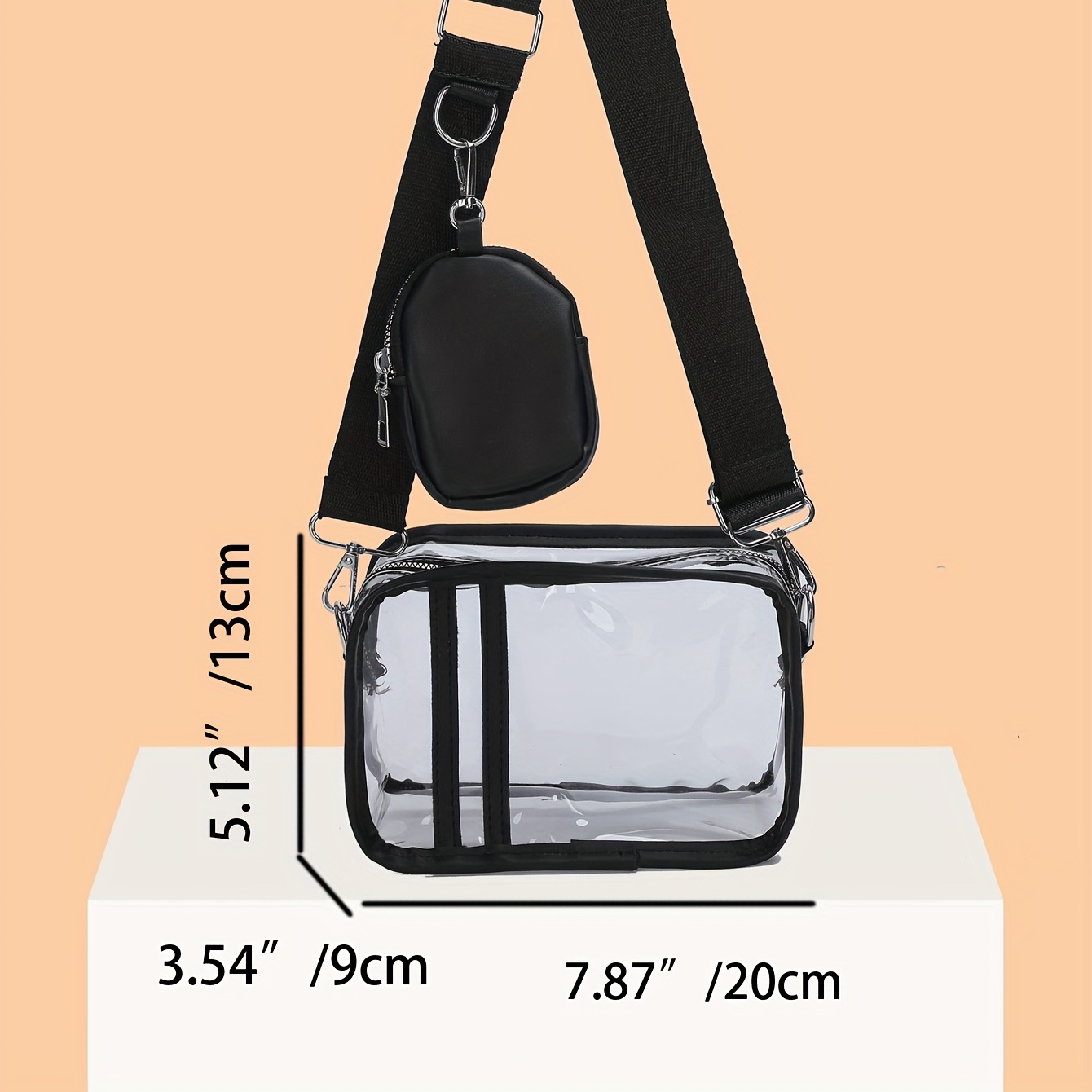 Women Fashion Transparent Crossbody Mini Square Purse Girls Ladies