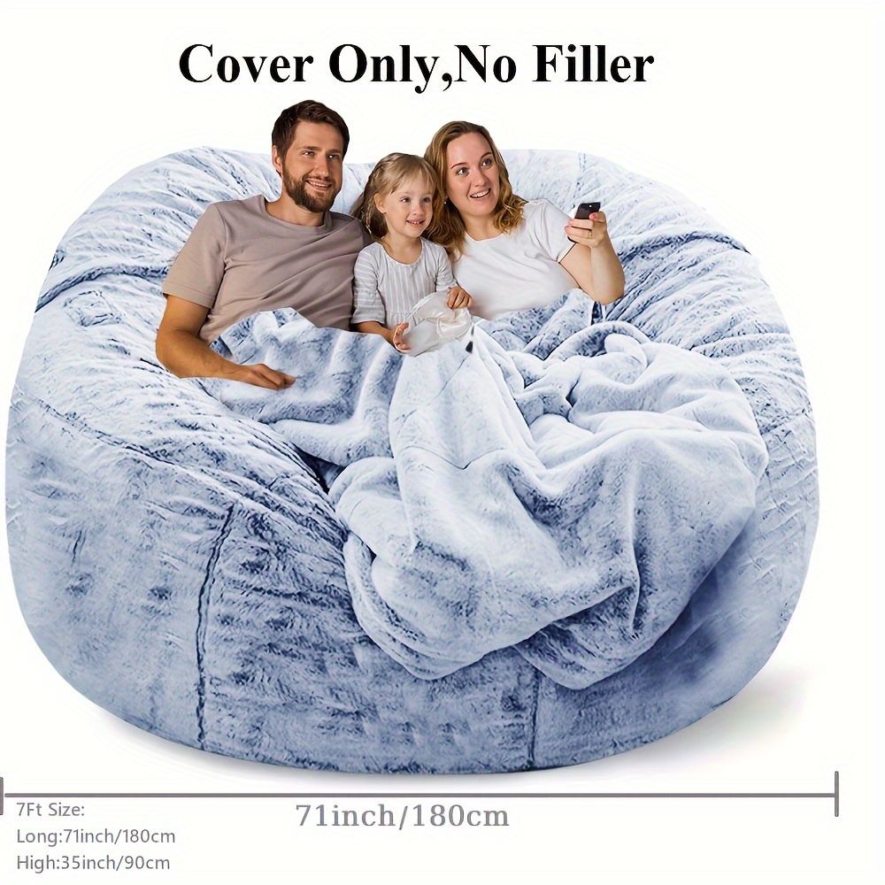 Bean Bag Chair Cover Large Circular Soft Fluffy Pv Velvet - Temu