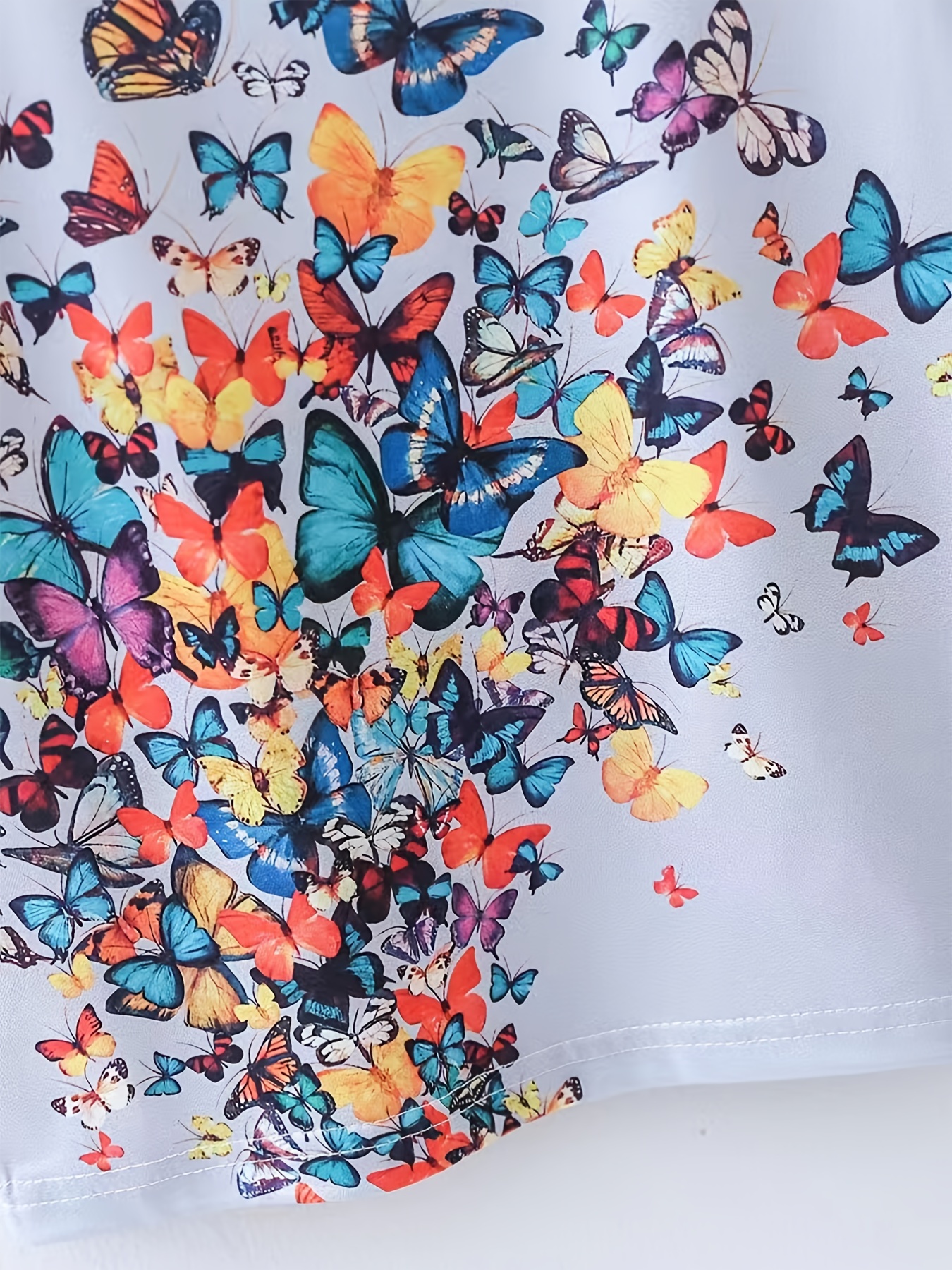 Butterfly Scarf Print Silk Shirt