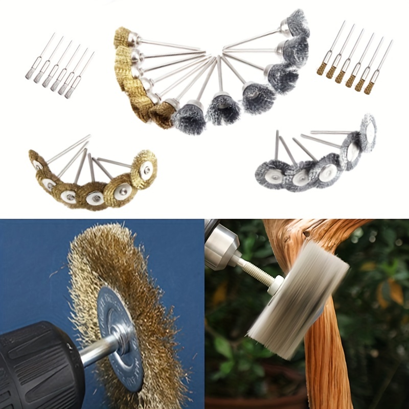 9pcs/set Brass Wire Wheel Brush Steel Wire Brushes Kit for Rotary