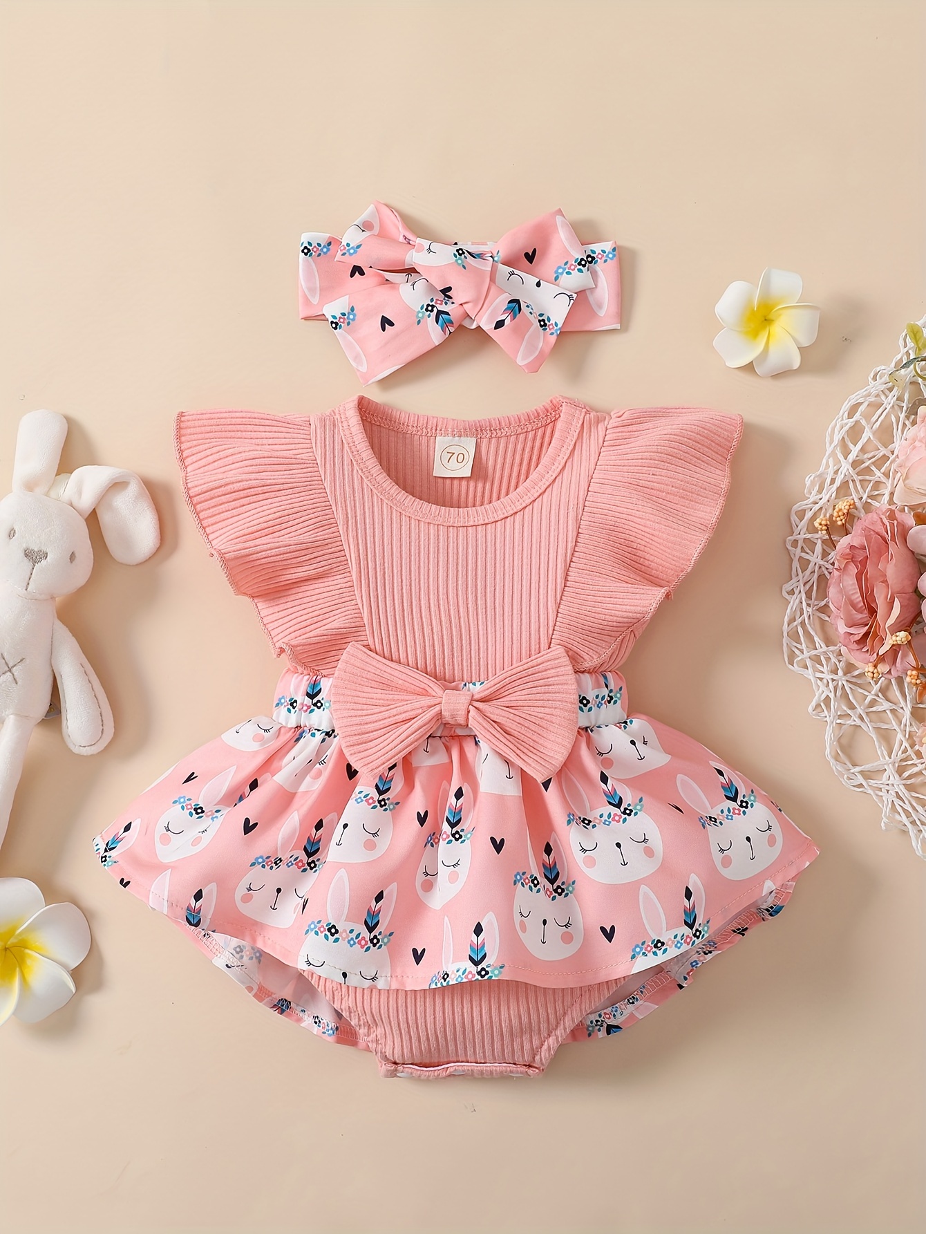 Baby Girl Easter Dress, My 1st Easter Outfit, Cotton Bunny, Baby