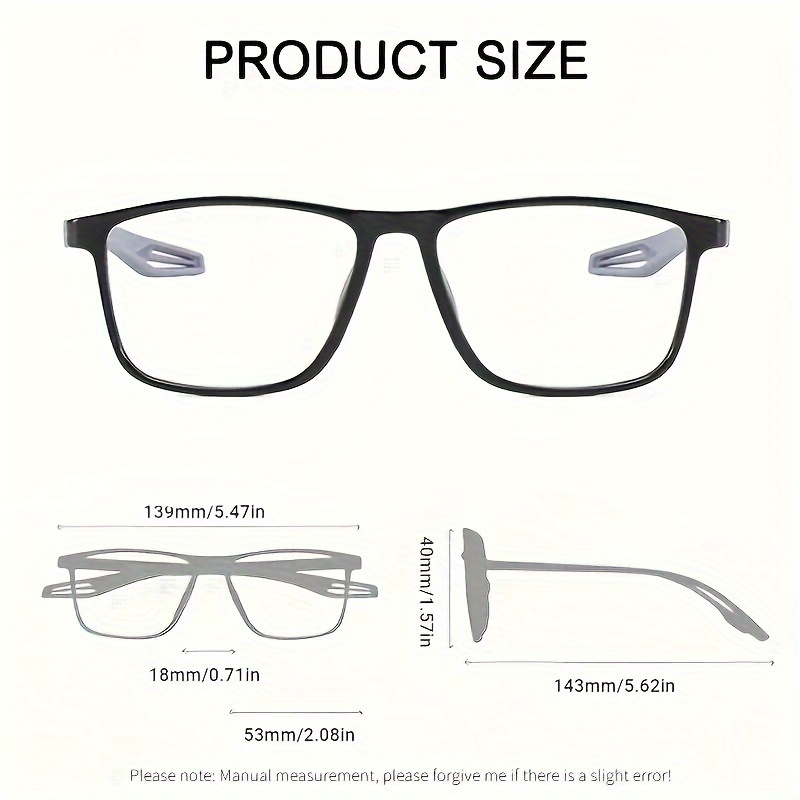 Sporty TR Frame Reading Glasses, Unplated Precious Metal, Lightweight Comfortable Design, with Smart Zoom, with Strength Lenses Included for Men