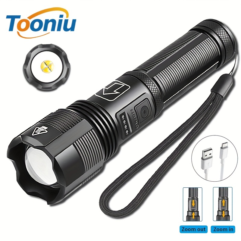 1pc Torcia LED Impermeabile Con Batteria Ricaricabile USB 18650 - Luce  Ultra Luminosa Zoomabile Per La Pesca E Il Campeggio - Temu Italy