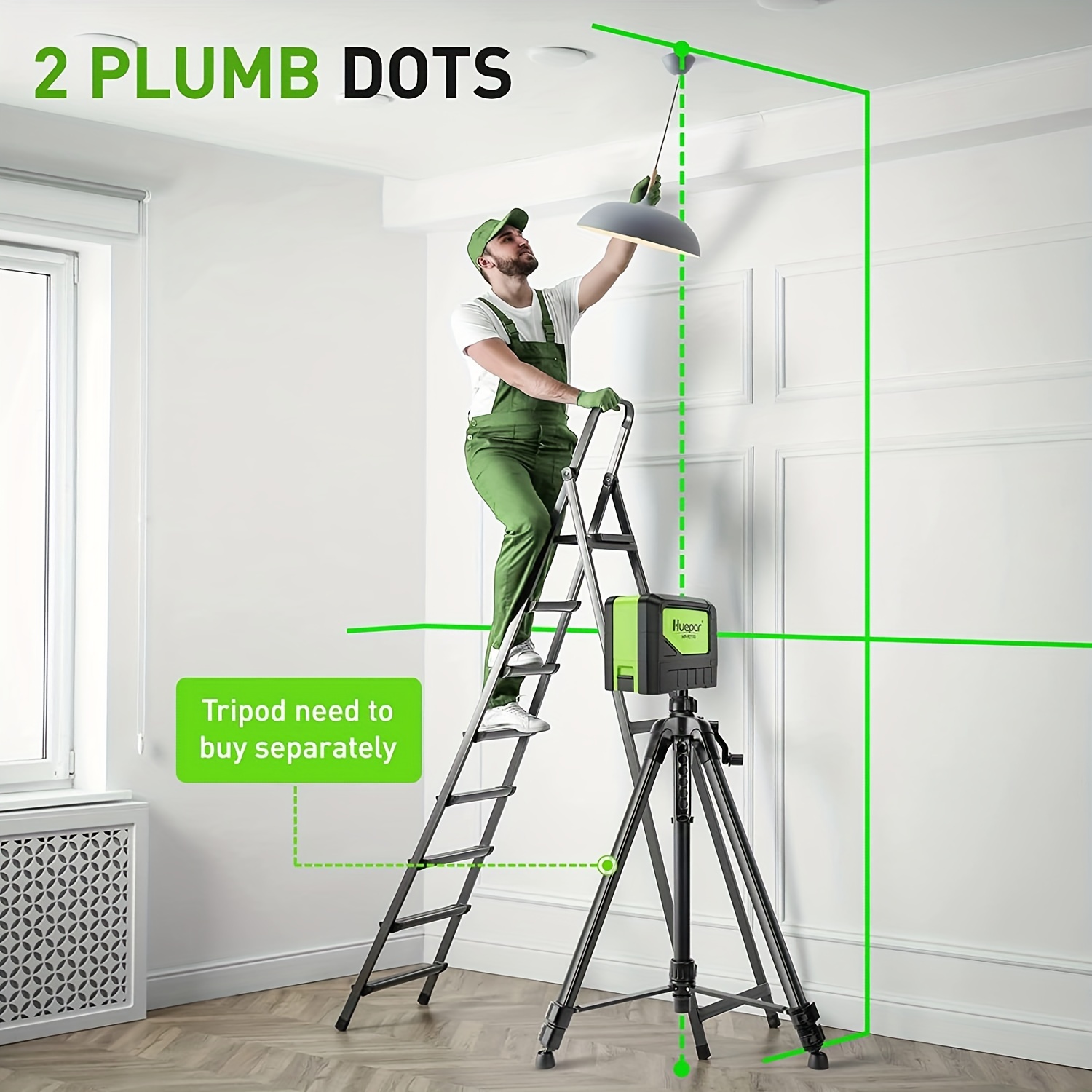 Huepar Green Beam Laser Level 2 Cross Lines 2 Points - Temu