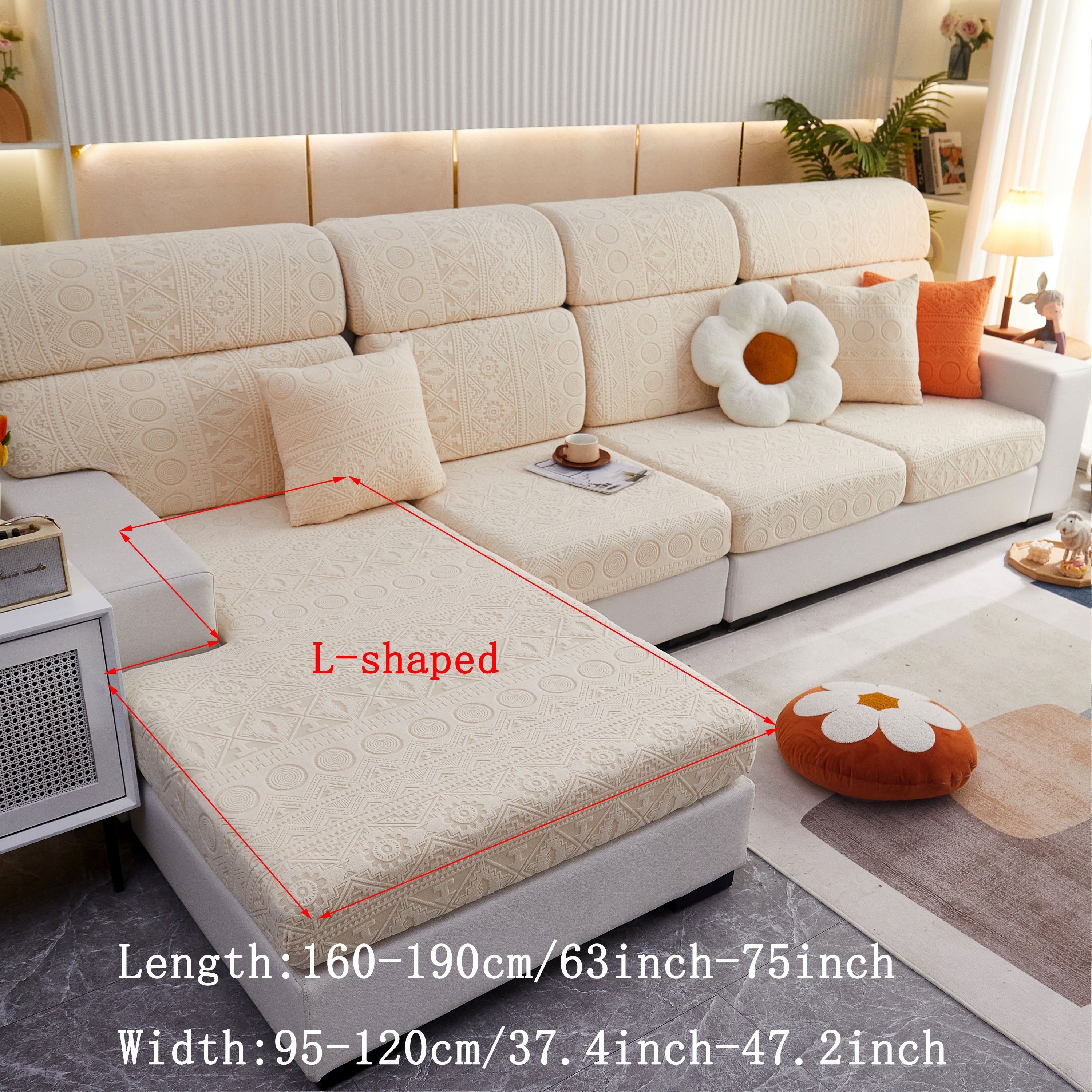 Solid Colored Bohemian Sofa Cover Elastic Sofa Slipcover - Temu Ireland