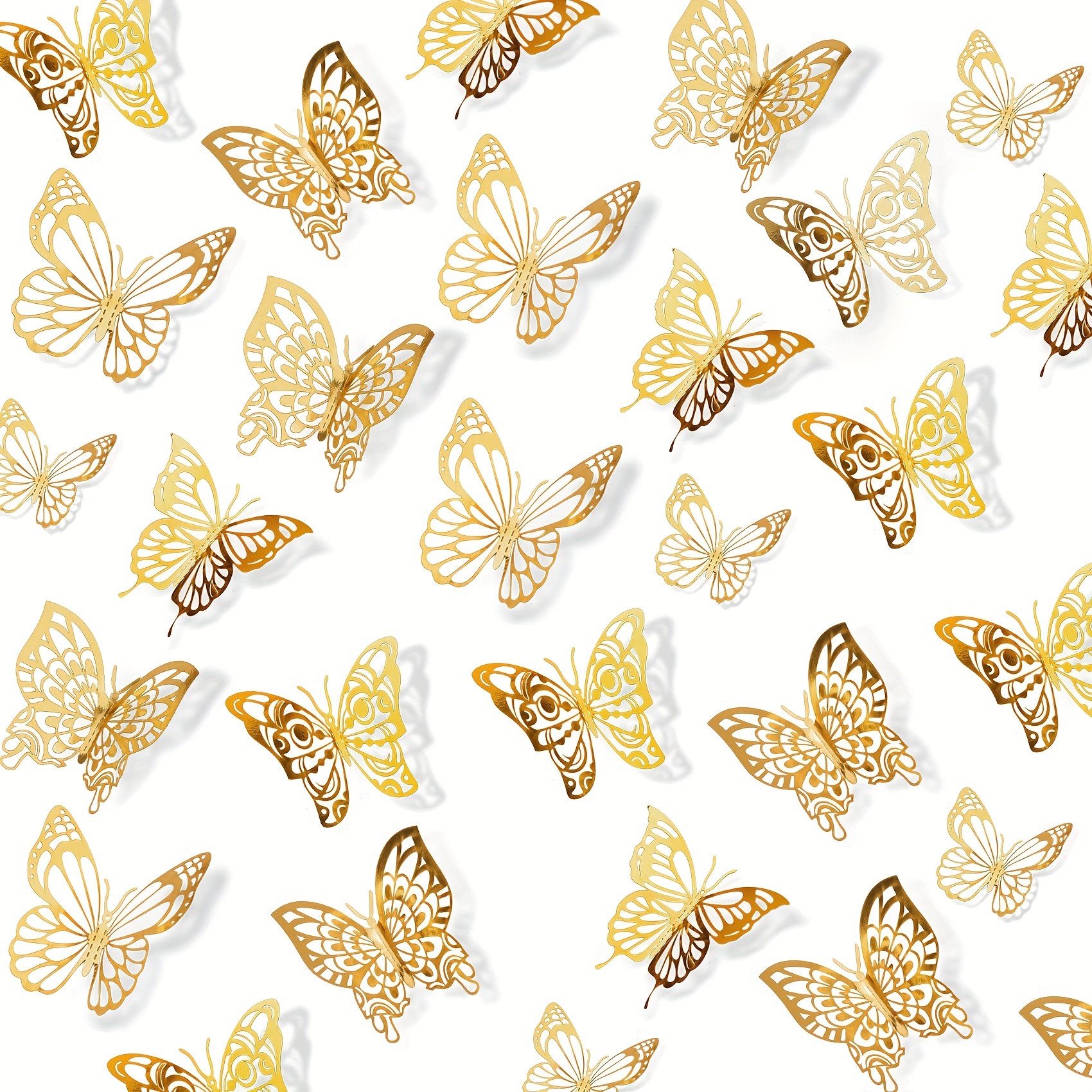 3D Gold Butterfly Decals & Cake Decorations