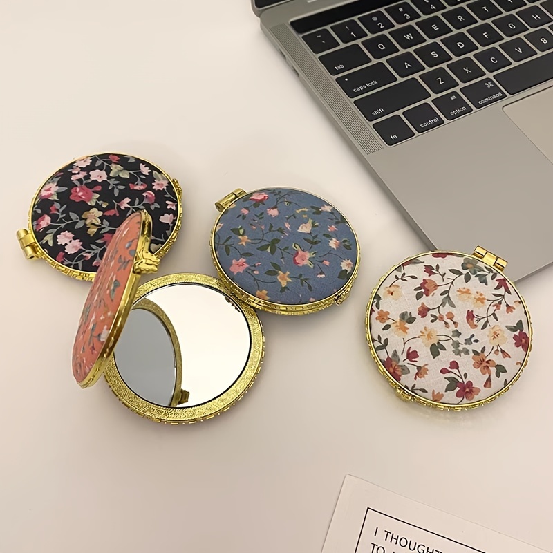 

1pc Double-sided Portable Makeup Mirror, Folding Mini Beauty Mirror, Floral Pattern Makeup Mirror, Carry-on Makeup Mirror, Pocket Compact Mirror