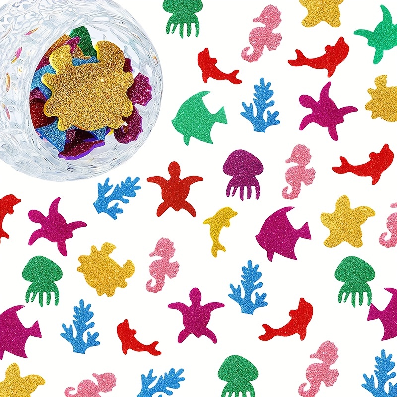 32PCS Colorful Glitter Sea Animals Foam Stickers Self Adhesive Kid's Arts  Craft Supplies for Cards DIY Scrapbooking Home Decor