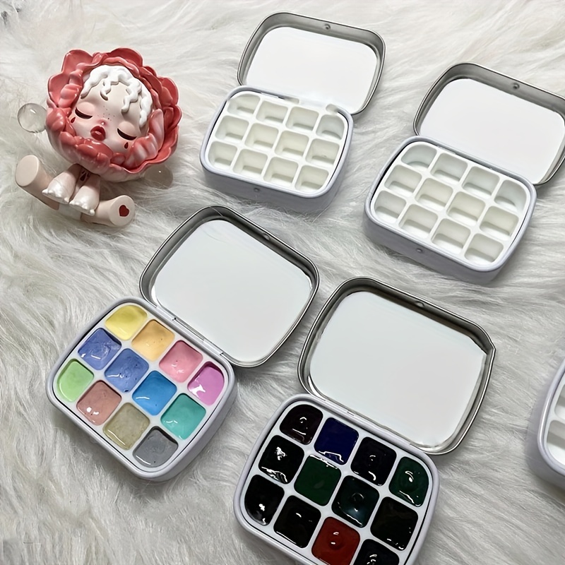 Watercolor Grid Glass Palette for Oil Painting Plastic Pan Cans Empty Case  Iron Travel Artist Student