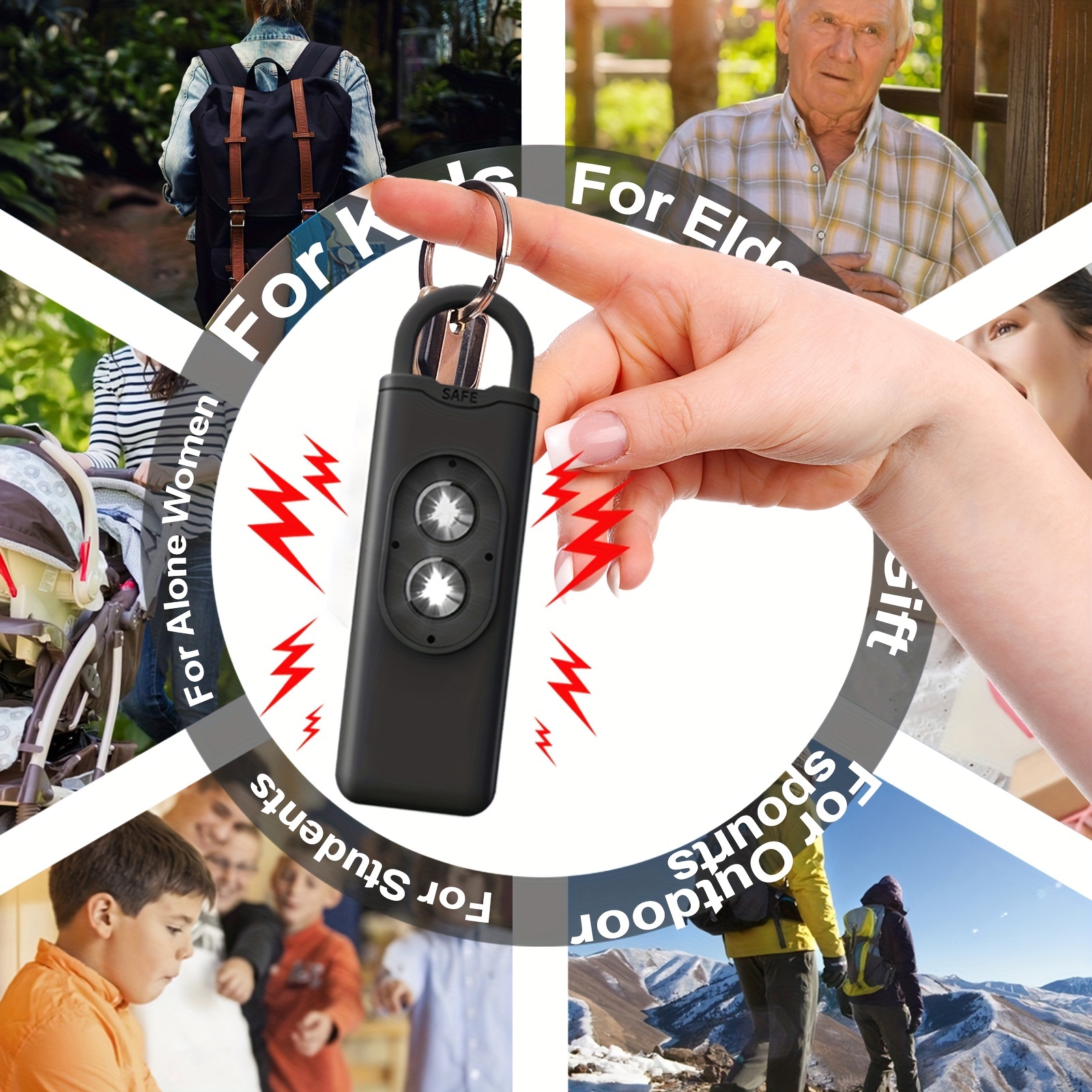 sos emergency alarms 130db keychain alarm personal with led strobe light protect alert safety security