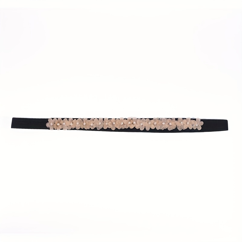 Fabric Flower Decor Thin Belt Solid Waist Belt Classic Dress Coat Girdle