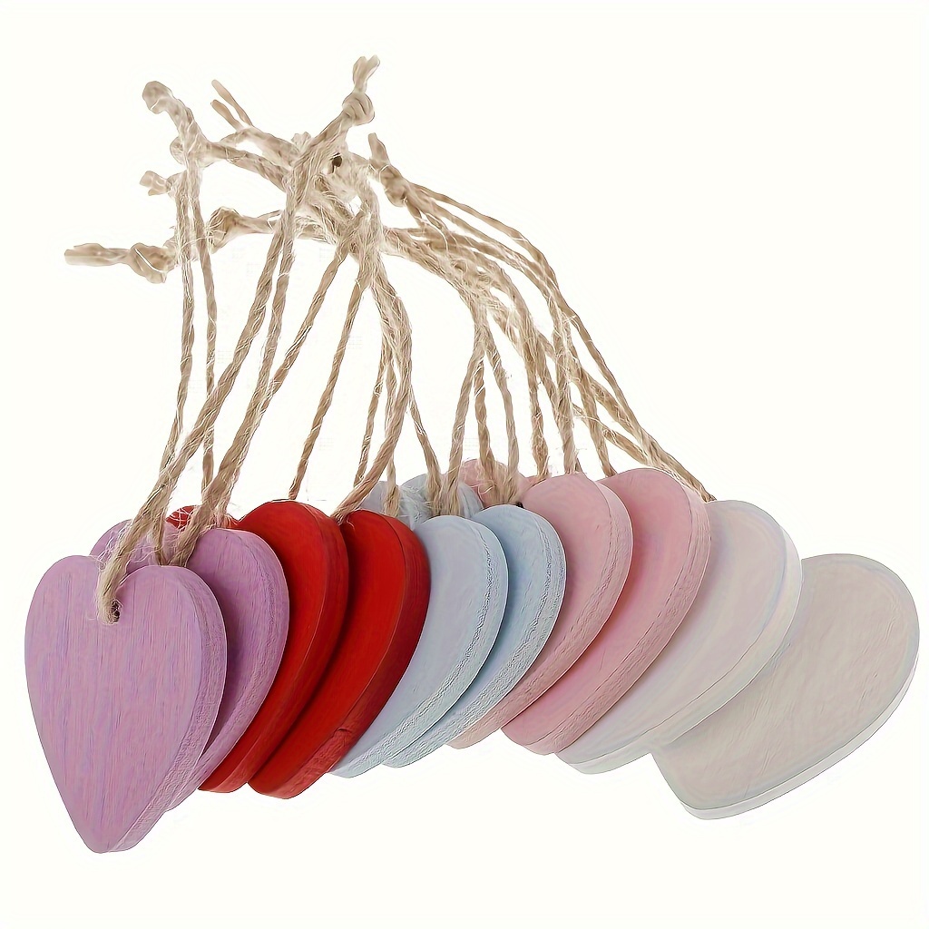 

1set/20pcs 4cm Colorful Heart Wooden Pieces, Diy Wooden Colorful Heart Shape Hanging Pieces, Signature Small Chalkboard, Can Be Used In Home Study, Living Room, Bedroom