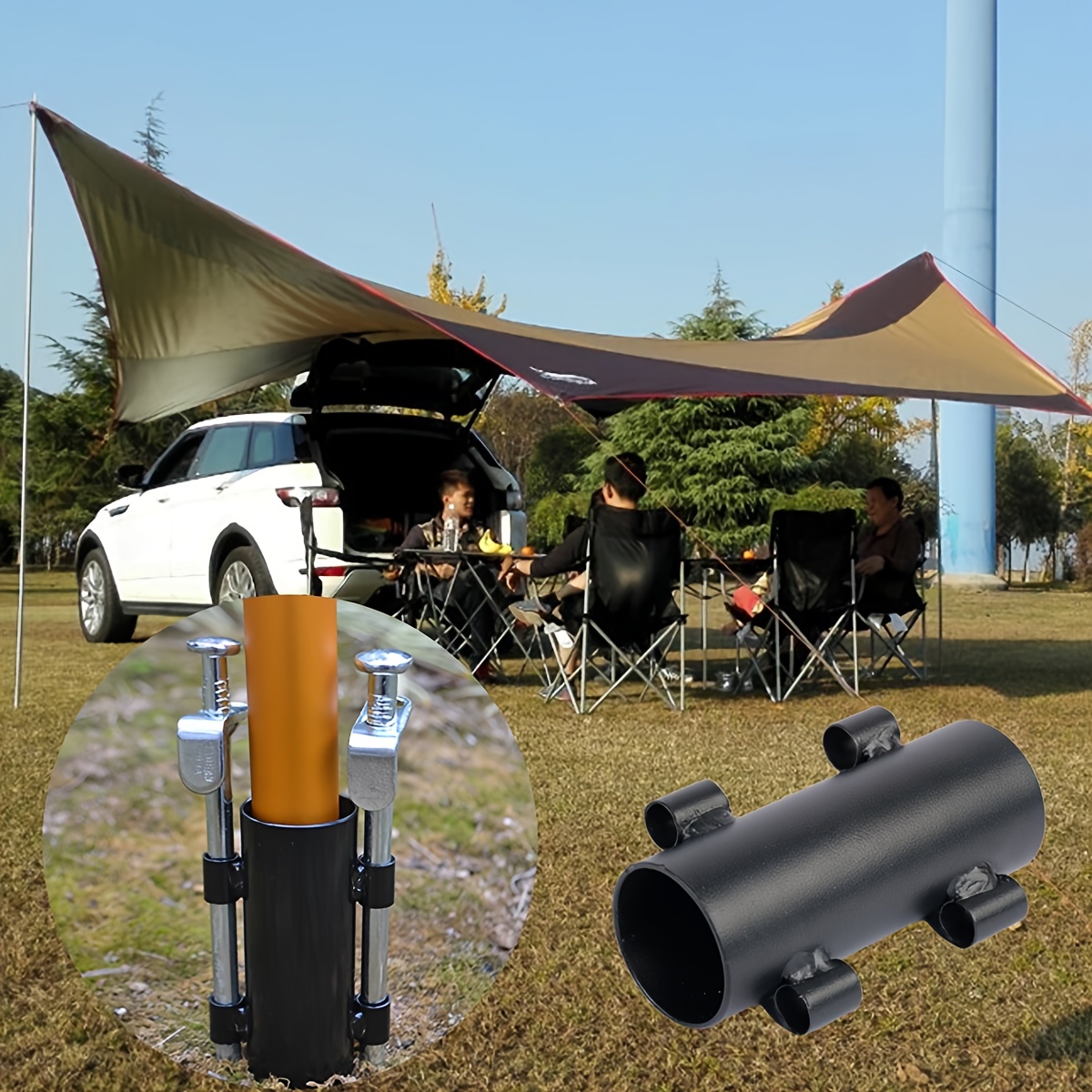 Camping Tent Rod Holder Awning Canopy Rod Holder Iron Sunshade Pole Ground  Holder Frame Canopy Pole Fixing Pipe Fishing Rod Holder Windproof Fixed  Tube Poles Fit For Less 1.3 Rod - Sports