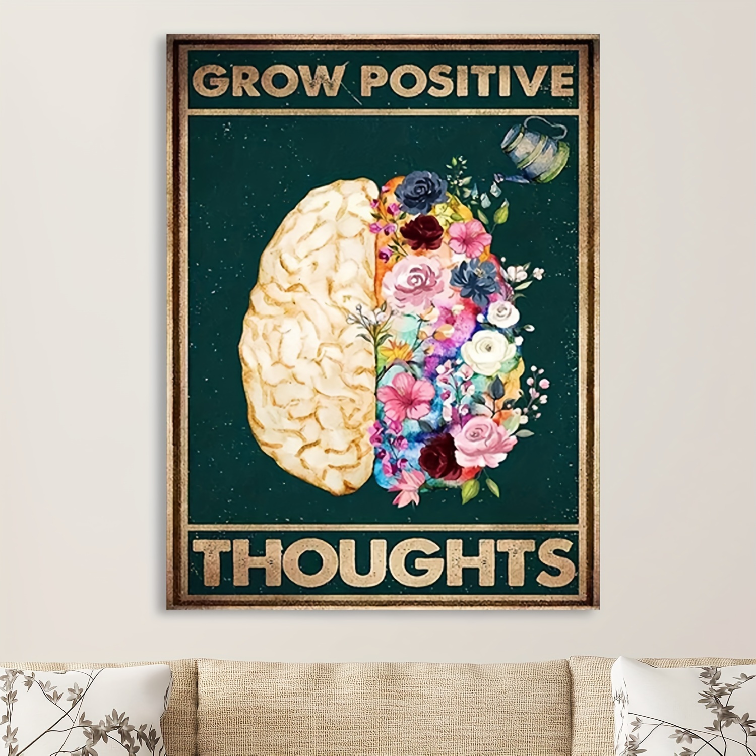 Good Day Retro Aesthetic Poster Room Decor, Vintage Mushrooms Flowers  Positive Quote Motivational Growth Mindset Wall Art Print 16X24 Inch