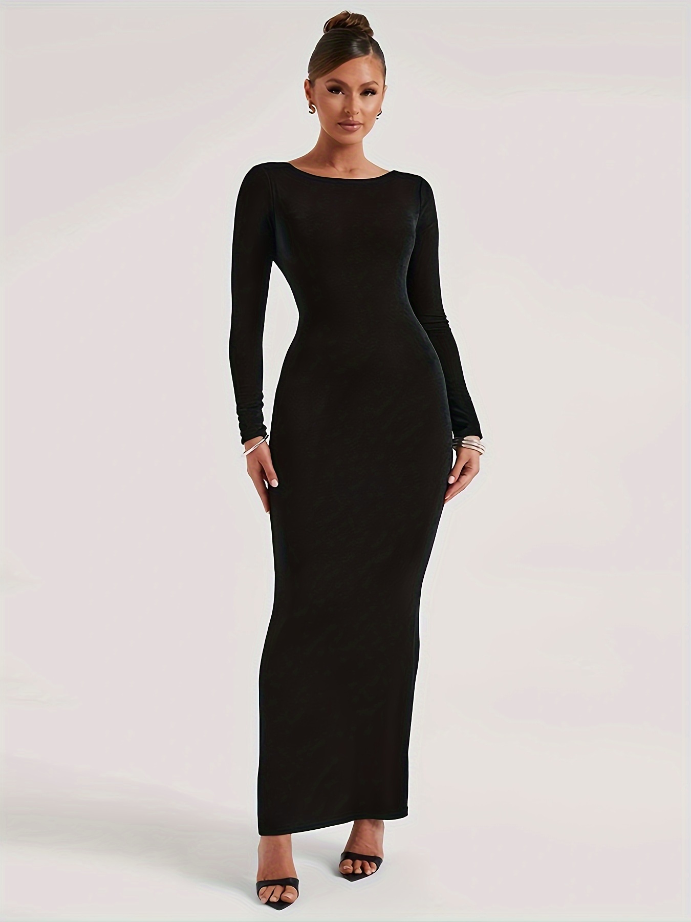 burgundy dress and black heels Black Lace Overlay Long Sleeve Bodycon Midi Dress  AX Paris