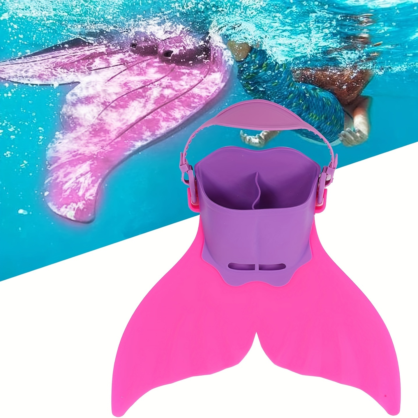 

Teenager Cartoon Mermaid Swimming Fins, Adjustable Flippers, Swimming Training Tail Fins, Pool Beach Swimming Diving Training Summer Use