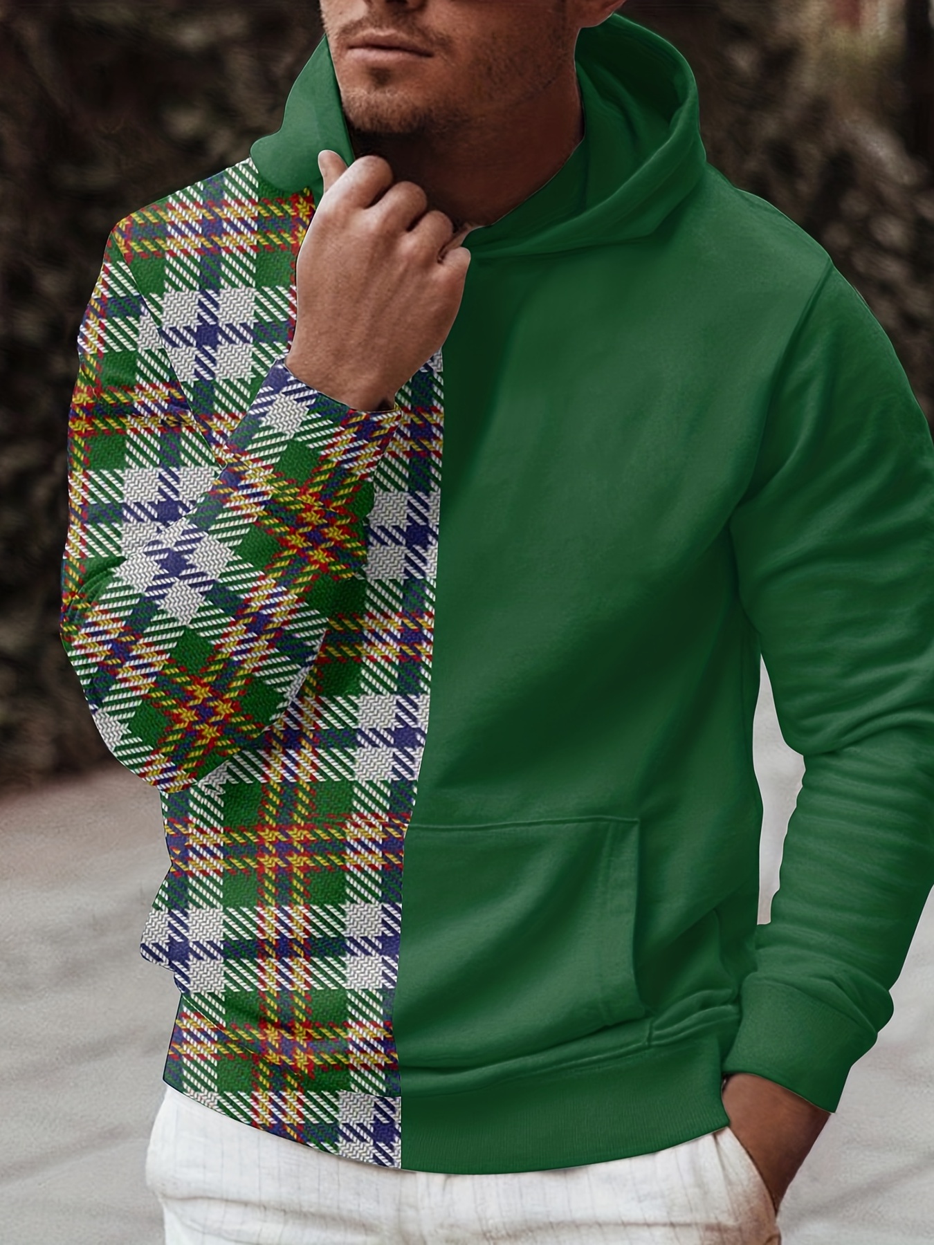 Men's plaid hot sale hooded sweatshirt