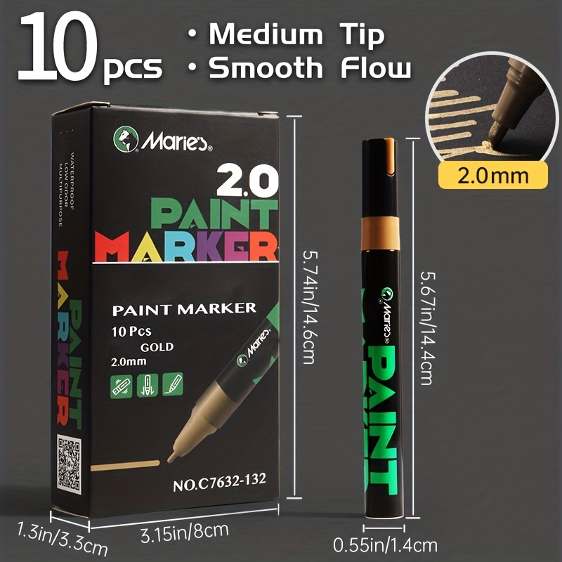 Marie's Oil-based Paint Marker Pens, Permanent, Quick Dry & Waterproof,  Medium Tip, Gold/silver/white/black, Markers For Tyre, Rock, Wood, Fabric,  Plastic, Canvas, Glass, Mugs, Canvas, Glass - Temu Hungary
