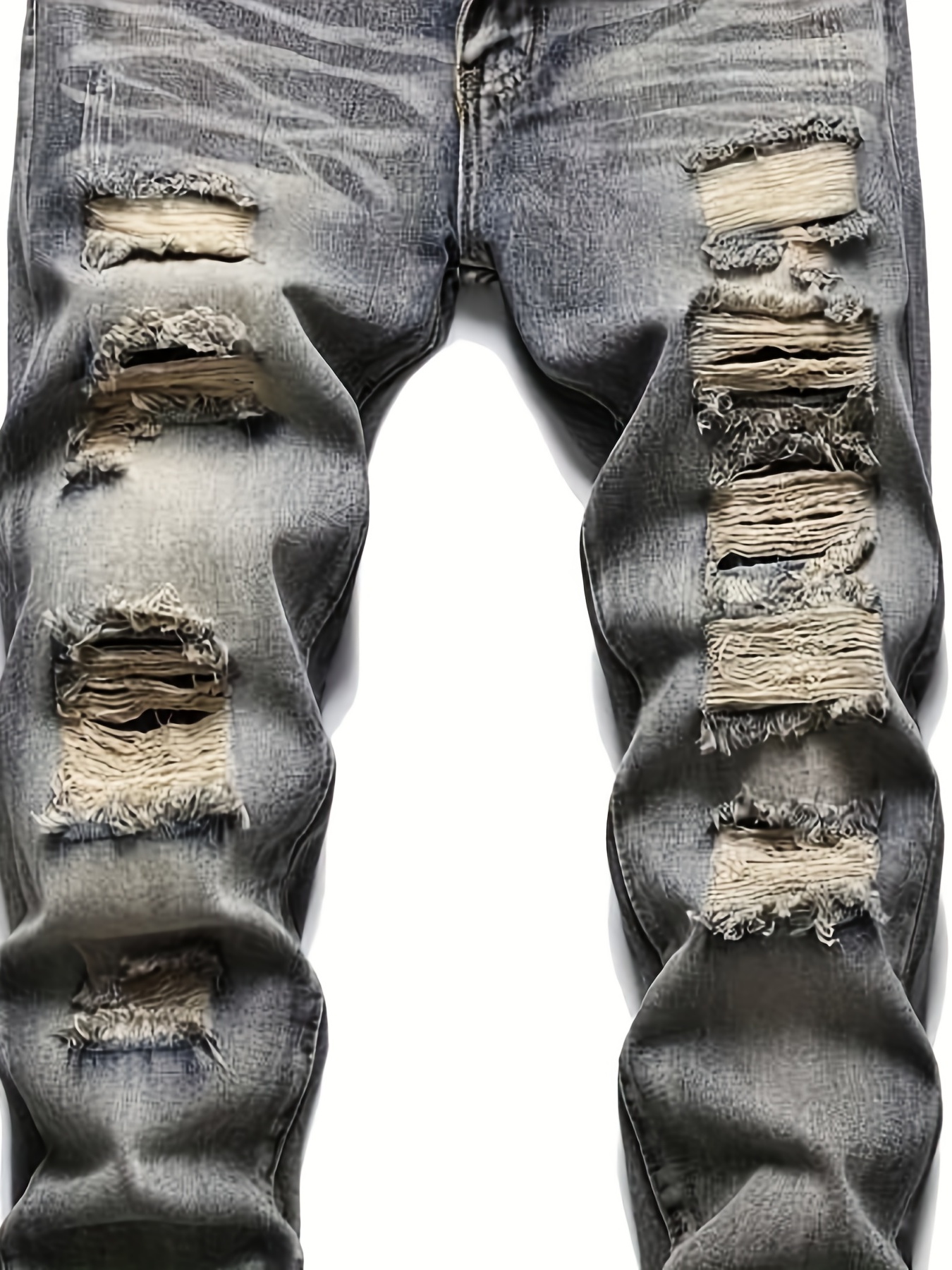 Loose Fit Ripped Jeans Men's Casual Street Style Distressed - Temu  Philippines