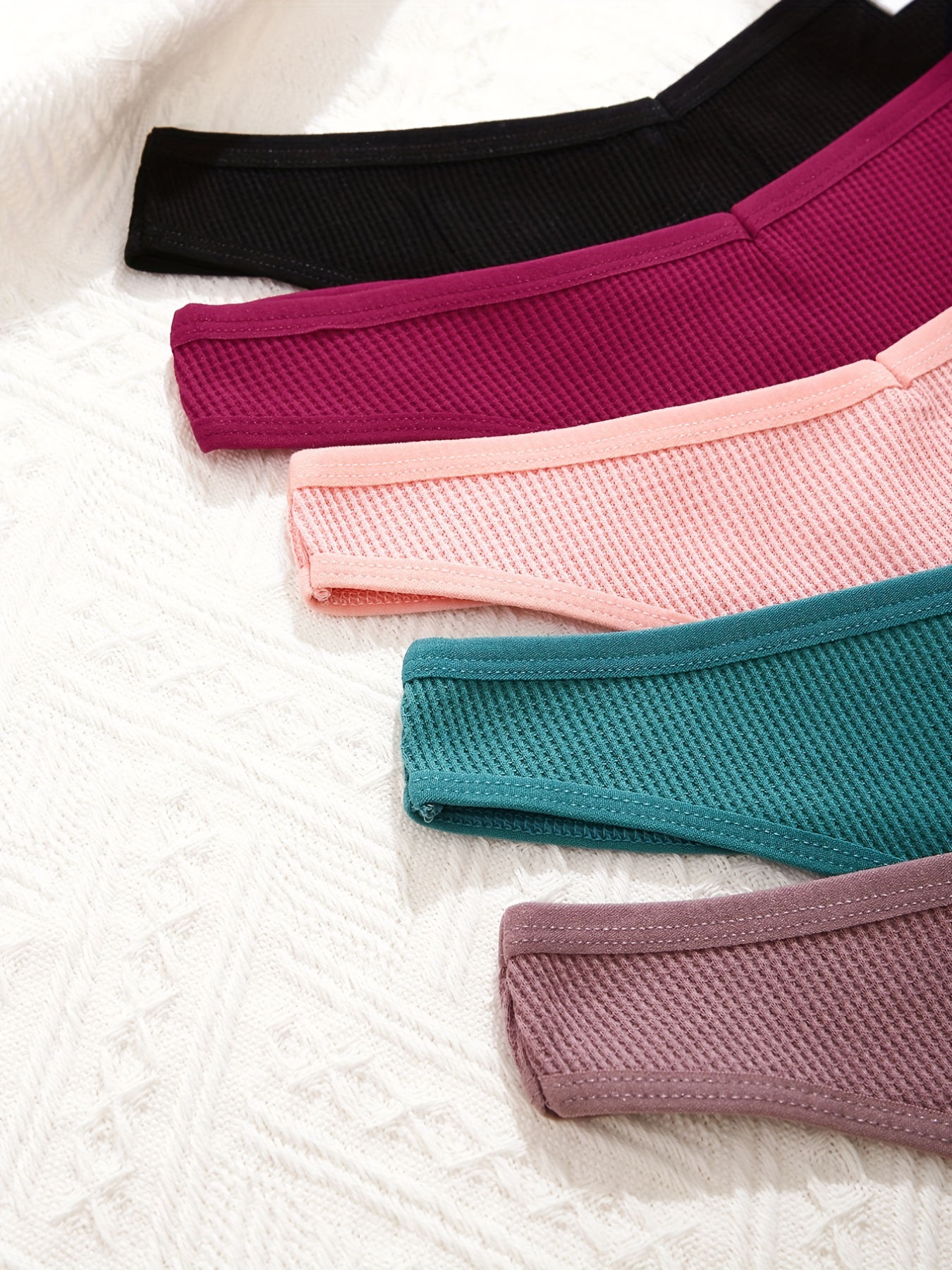 [Paquete de 5] Braguitas de algodón de colores, colores surtidos, tangas  suaves y elásticas, lencería y ropa interior para mujer