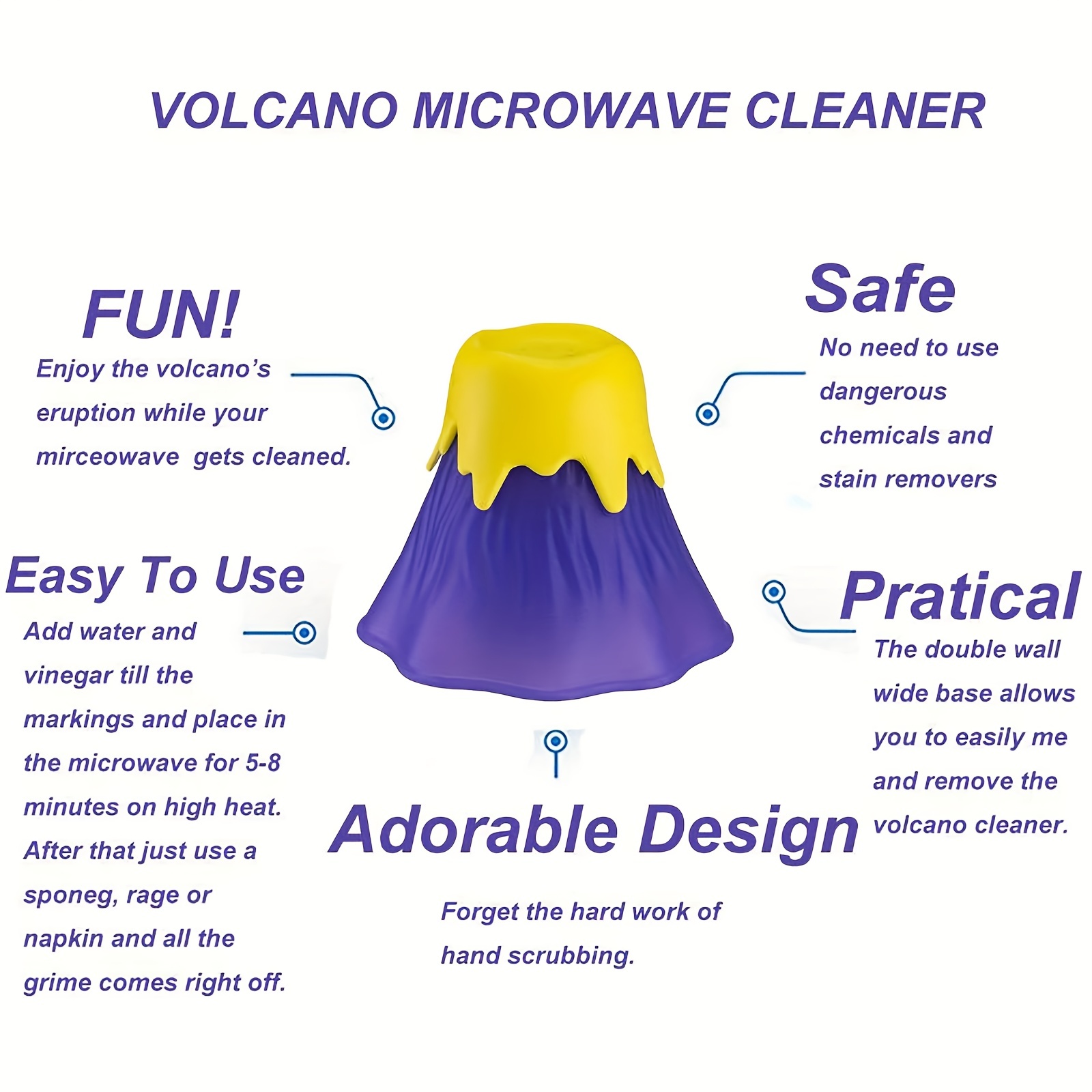 Volcano Erupt Microwave Oven Cleaner Steam Clean Kitchen Gadget