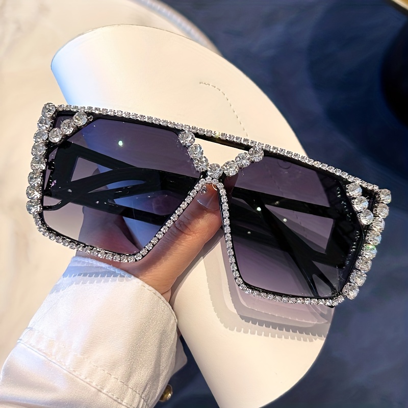 Luxury Rhinestone Square Sunglasses Womens Fashion Oversized Shades Gift  Party