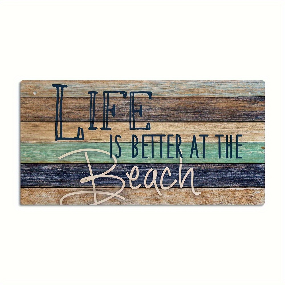 Image of 1pc " Better " Wood Wall Plaque - Wood Hanging Sign Suitable For Beach House, Coastal, Living Room & - 3.9 X 7.8 Inches Wood With Nautical Wall-mounted Decoration