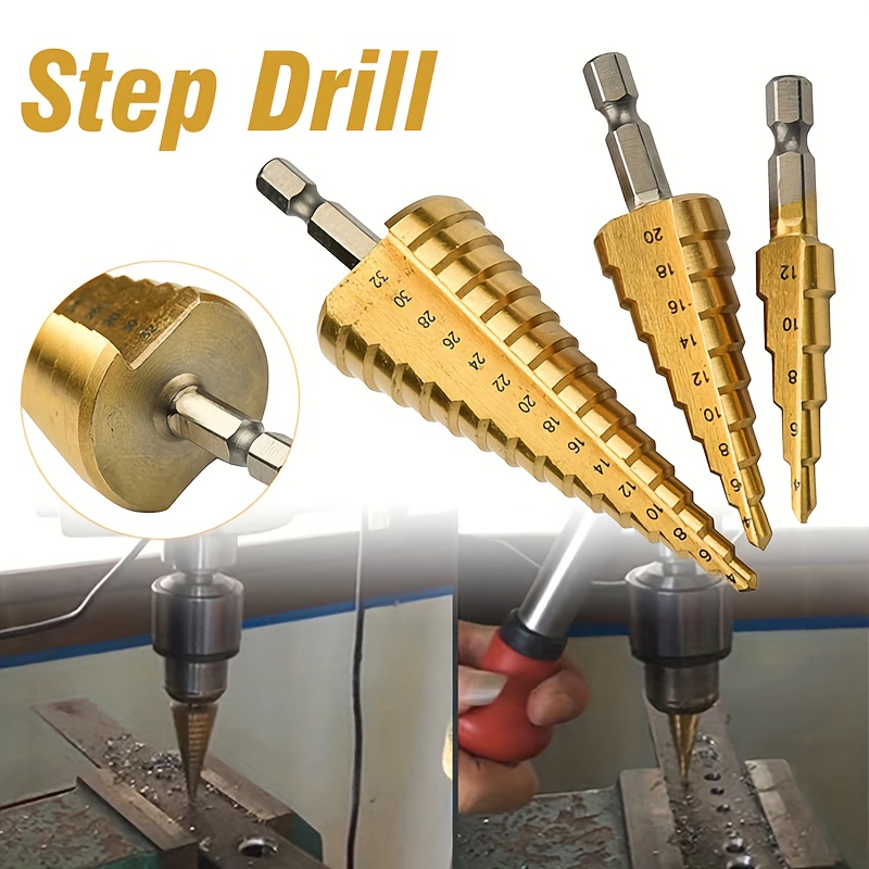 Step Drill Bit Set Titanium Coated High Speed Steel Drill - Temu