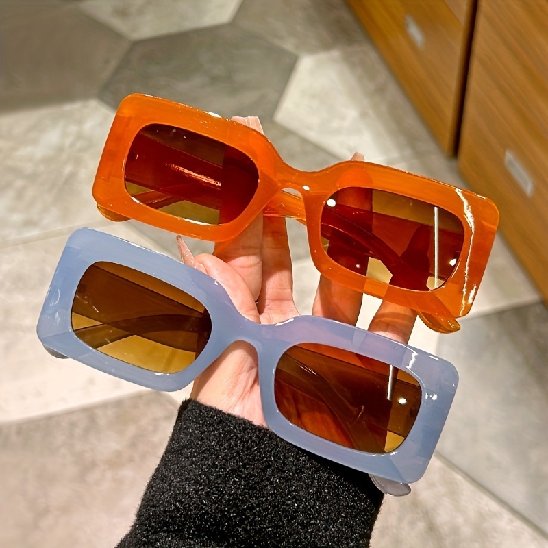 

Candy Color Rectangle Frame Jelly Transparent Women Trendy Glasses Y2k Classic Shades Eyewear