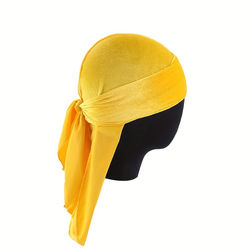 vintage velvet durag solid color lace up head wraps soft bandana elastic turban cap comfortable cycling hats for women men