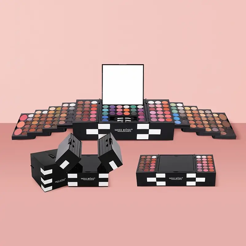148 color magic cube makeup kit includes 82 color pearly eyeshadow palette 60 color matte eyeshadow 3 color blush 3 color eyebrow powder and 3 sponge sticks with mirror perfect mothers day gift for mom details 1