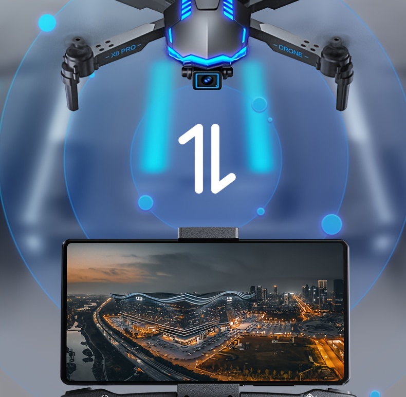 x6 foldable rc drone dual cameras obstacle avoidance intelligent follow mode wifi connectivity one key startup rechargeable battery uav quadcopter perfect toy and gift for christmas halloween details 6