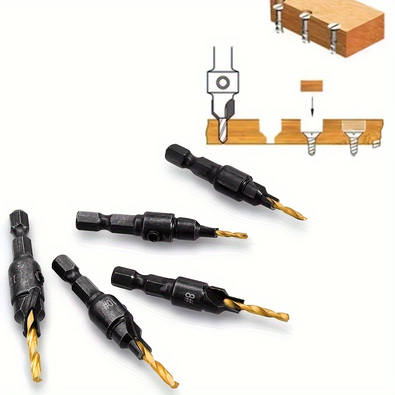 Countersink Drill Bit Set Wood Drill Bit Set One Hex key - Temu