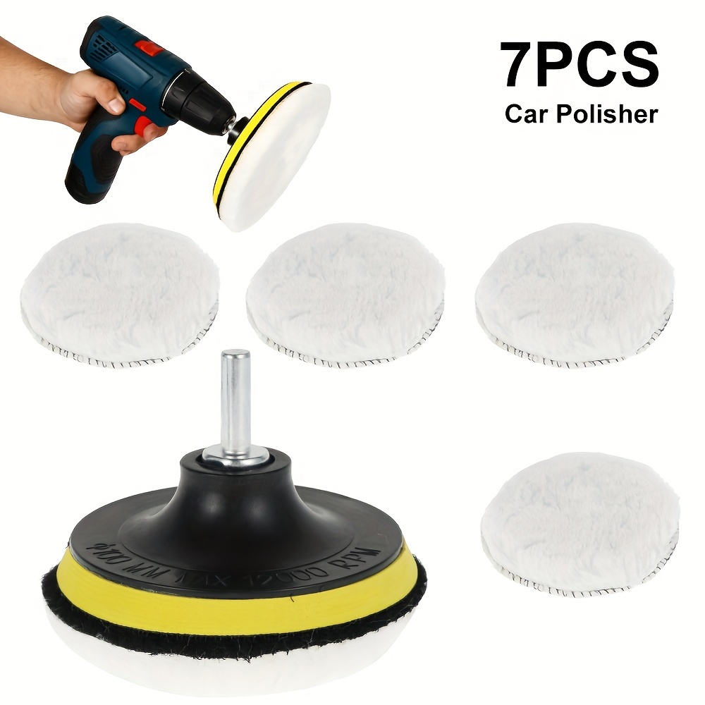 7Pcs 7 Buffing Polishing Pads Buffing Sponge& Wool Pads Set Buffer  Polisher Pad